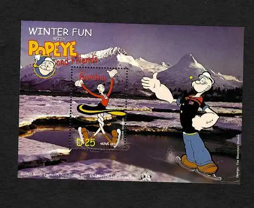 Gambia 2002: Popeye and friends with Winter Fun, ** postfrisch, mnh