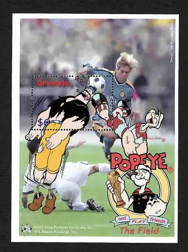 Grenada 2002: Popeye and friends play the Field: Soccer, mnh, postfrisch, **