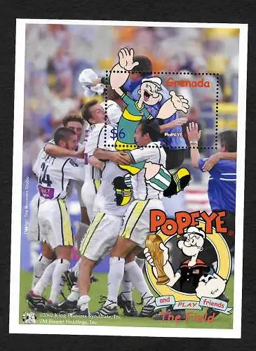 Grenada 2002: Popeye and friends play the Field: Soccer, mnh, postfrisch