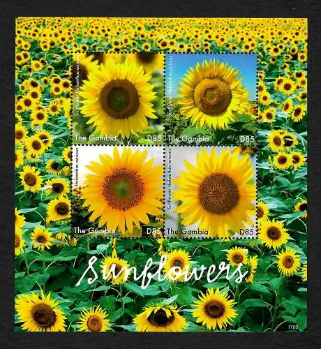 Gambia: Sunflowers, Sonnenblumen, postfrisch, **