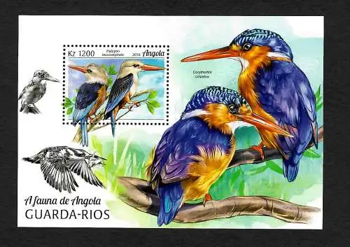 Angola: A fauna de Angola: Guarda Rios - Eisvogel, postfrisch, **