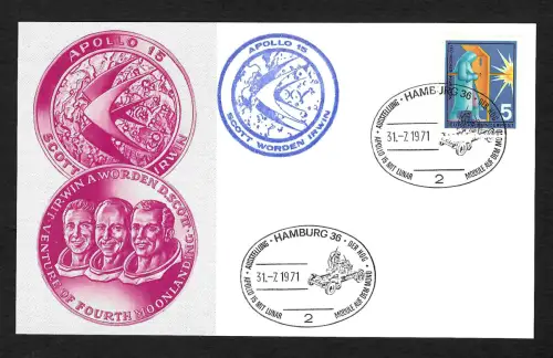 Bund 1971: Weltraum Apollo 15: 4. Mondlandung, Module auf dem Mond