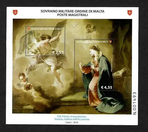 Malta 2018: Meister der Malerei: Pittoni - Annunciaione, mnh, postfrisch