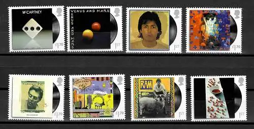 GB 2021: Music legends: Paul Mc Cartney and his albums, 8x stamps, mnh