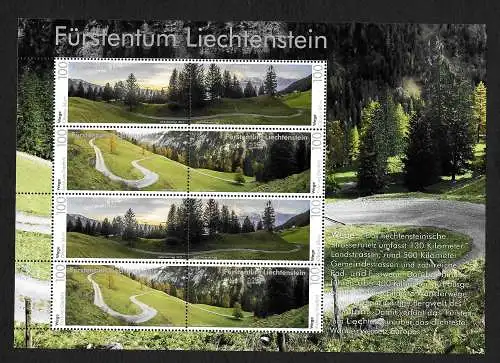 Liechtenstein 2021: Wege durch die Alpenwelt, postfrischer Kleinbogen, **