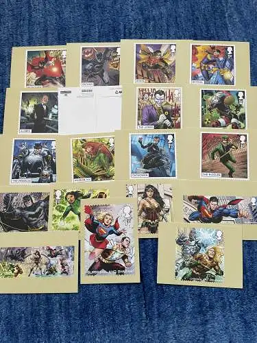 GB 2021: 19x post cards: Comic DC Collection: Supergirl, Superman, Aquaman,...