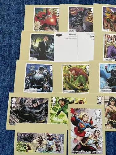 GB 2021: 19x post cards: Comic DC Collection: Supergirl, Superman, Aquaman,...