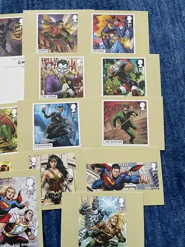 GB 2021: 19x post cards: Comic DC Collection: Supergirl, Superman, Aquaman,...