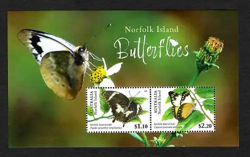 Norfolk Island 2021: Butterflies, Schmetterlinge, postfrisch