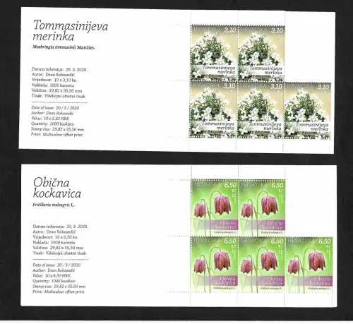 Kroatien 2020: Blumen, postfrisch, 2x Teil- Markenheftchen **