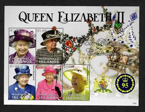 Marschall Islands: Queen Elizabeth II, 95th Birthday Celebration, postfrisch, **