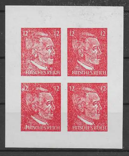 DR: Propagandafälschung: Futsches Reich, Viererblock, postfrisch