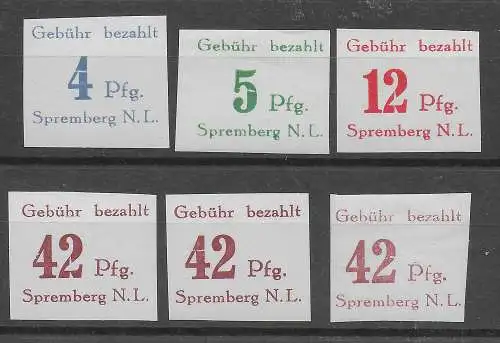 Spremberg: ex MiNr. 7-14B, Abarten, postfrisch