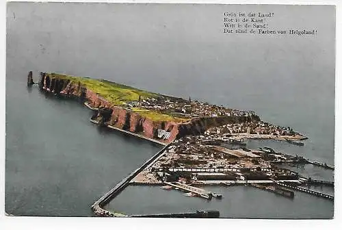 Ansichtskarte Helgoland Vogelschau: Seepost Hamburg-Helgoland 1934