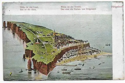 Ansichtskarte Helgoland 1908: Auf hoher See: Hamburg-Helgoland