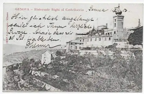 Ansichtskarte Genova: Ristorante 1903: Seepost Ost-Asiatische Haupt. -Hildesheim