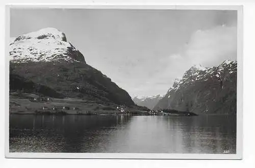 Ansichtskarte Norge Fjordparti 1935: Schiffspost nach München
