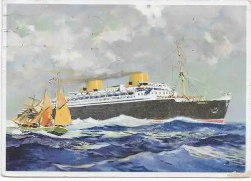 Ansichtskarte Dampfer Europa: N.D.L. Seepost nach Göttingen 1933