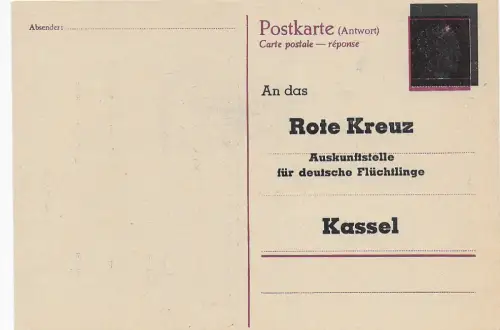 Ganzsache 1945 Überstempelt, Suchdienst Rotes Kreuz, Flüchtlinge