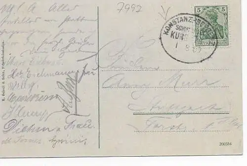 AK Immenstaad vom Luftschiff Zeppelin, Schiffspost Konstanz-Bregenz 1909