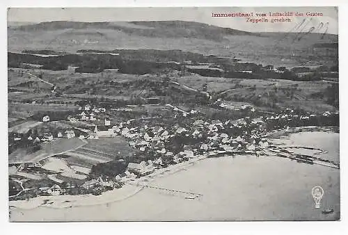 AK Immenstaad vom Luftschiff Zeppelin, Schiffspost Konstanz-Bregenz 1909