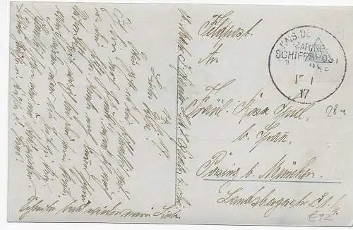 AK Matrose: Er ruft mich an Bord, MSP 1917 als Feldpost