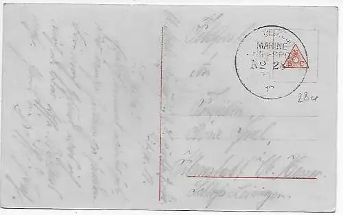 AK Seemanns Liebe: Marine Schiffspost #28, 1917 als Feldpost
