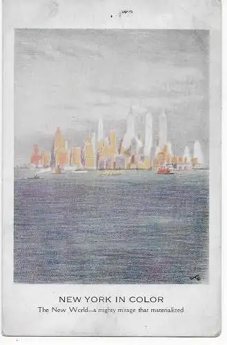AK New York in color: NDL: Seepost Bremen-New York, 1933 nach Paris