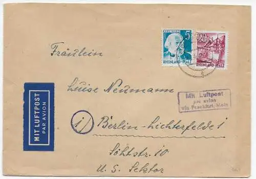 Franz Zone: Luftpost Montabaur nach Berlin 