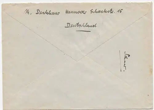 Bund 1953: Brief von Hannover mit MiNr. 161 nach Belgien, EF