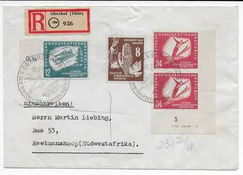 DDR Oberhof 1951: Einschreiben nach Deetmanshoop - Südwestafrika