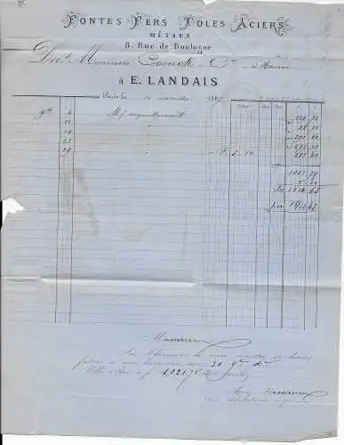 Frankreich: 1867 Paris nach Hamm, Grenzübergangsstempel