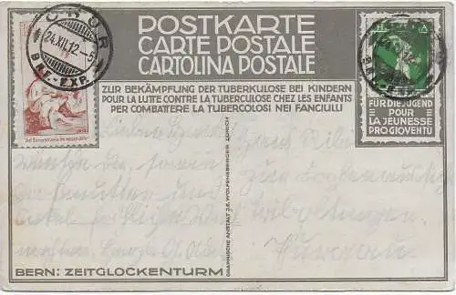 Schweiz: 1912: AK Tuberkulose bei Kindern