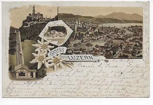 Schweiz: AK Gruss aus Luzern 1897 nach Göttingen