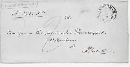DR: Portopflichtige Dienstsache Münster 1874, nach Rheine