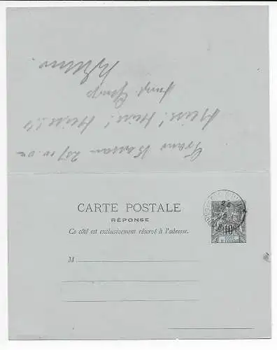 Frankreich Cote D' Ivoire 1902: Post card to Dornum, Doppelkarte
