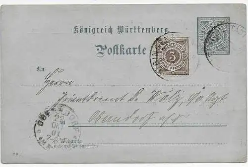 Württemberg 1901: Karte mit privatem Zudruck Bingen, Medizinischer Verein