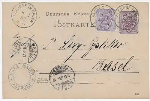 DR: 1888  Altdorf in Baden nach Basel