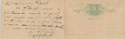 Portugal/Angola: 1906 Post Karte nach Porto, Doppelkarte