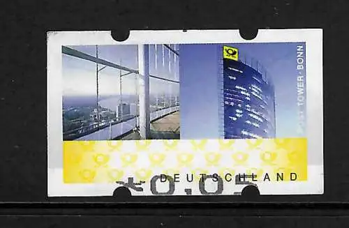 Bund: Automatenmarke mit verschobenem Aufdruck, rücks. Nummer, postfrisch, **