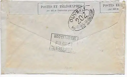 El Salvador 1915 nach Zürich/CH Zensur Via Zacapa Puerto Barrios/New Orleans, NY