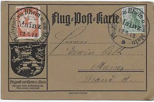 DR: 1912: Flupost am Rhein und am Main, Mainz