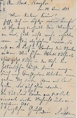 Deutsche Seepost Ost Afrikanische Linie 1893: An Bord der Kanzler