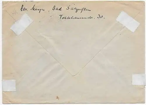 Bund: Bad Salzuflen 1948 nach Uelzen, Notopfer im Eckrand