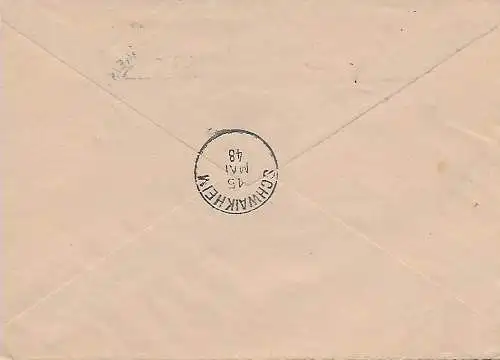 Franz. Zone 1948: Freiburg nach Schwaikheim, Nachnahme 1948