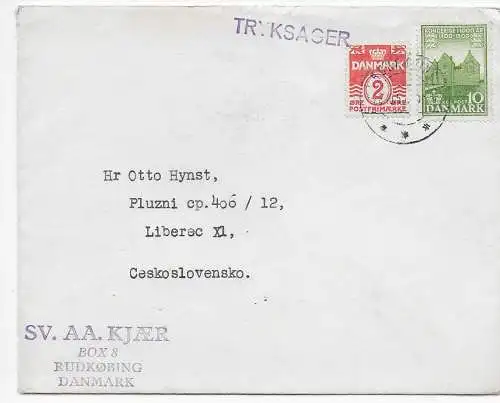 Dänemark: 1958 Rudkobing nach Liberec/Tschecheslovakei