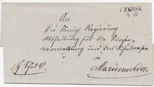 Preußen/Pommern: Dienst Stempel Czersk nach Merienwerder