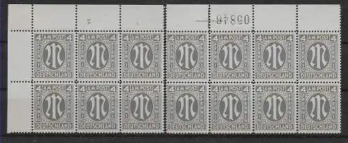BiZone: MiNr. 11 Az PlattenNr. mit 11 CY BogenlaufNr. , postfrisch, **