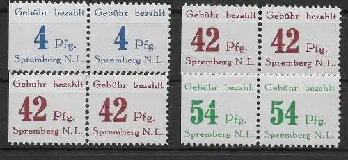 Spremberg N.L., MiNr. 8-14, postfrisch, Abarten mit jeweiligem Vergleichsstück