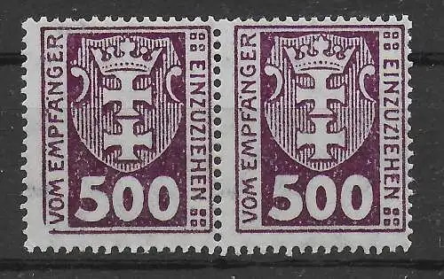 Danzig: MiNr. P19 mit Abart: Rahmen gebrochen links unten, postfrisch, **